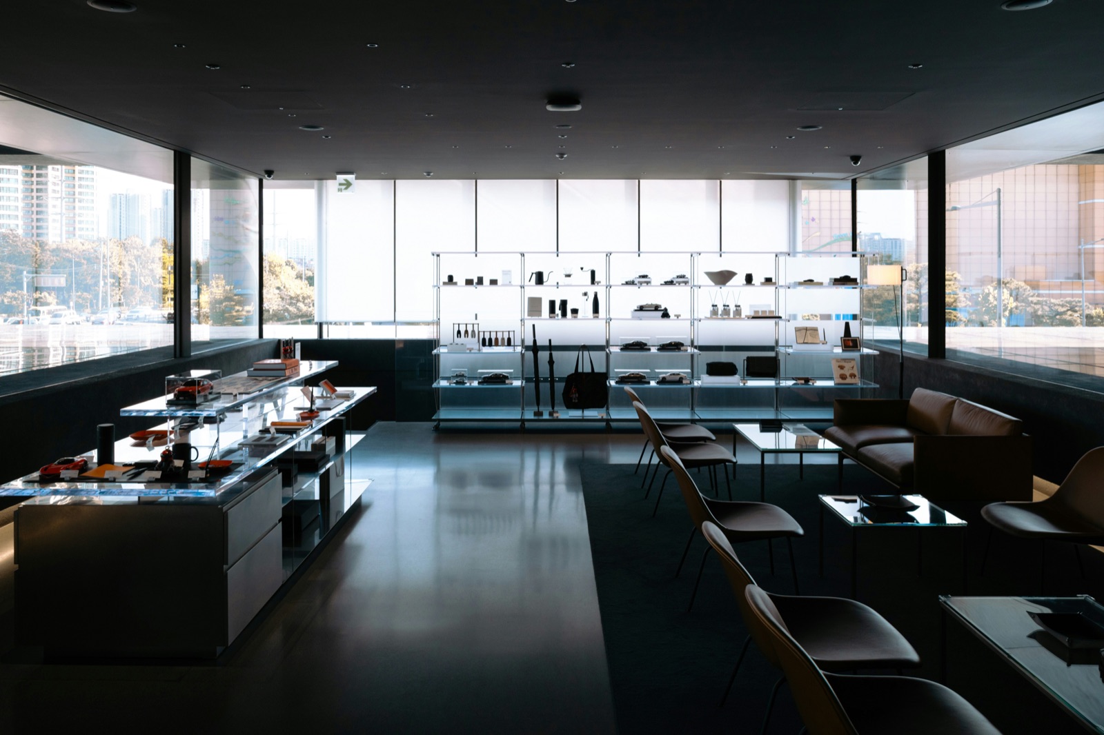 Carefully designed retail interior with intentional lighting and fixtures