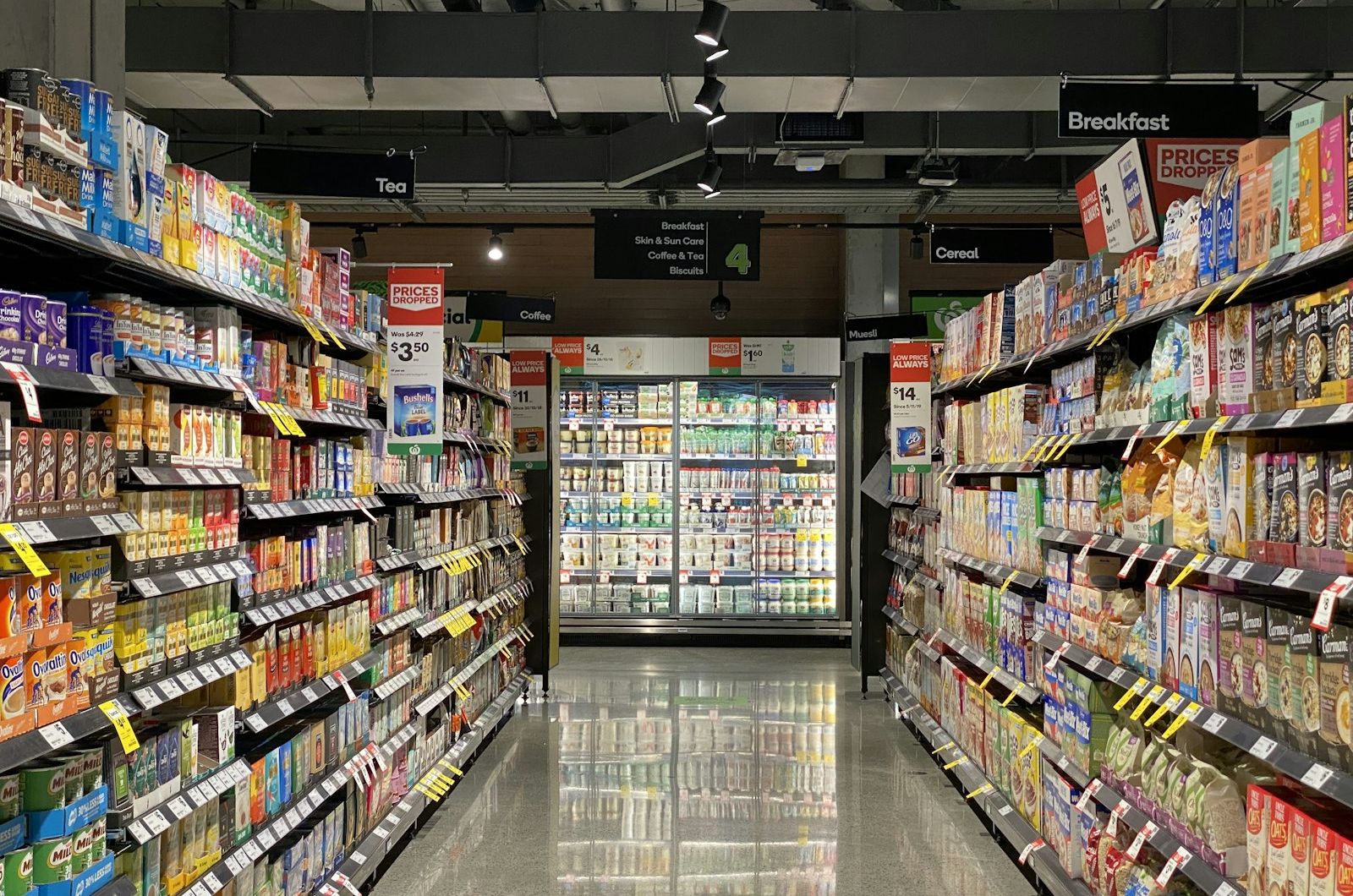 Retail store interior showing designed lighting and fixtures