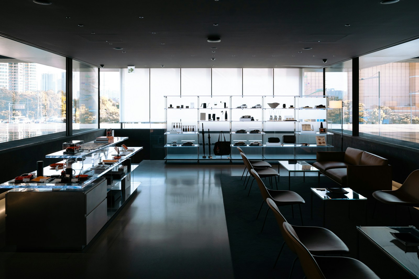 Customer examining product in a premium retail environment